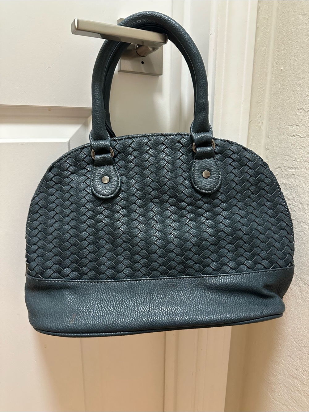 Neiman Marcus Woven Dome Satchel in Dark Teal
